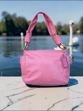 Coach Parker Small Pink Satchel with Brass-Tone Hardware (J0873-42167)